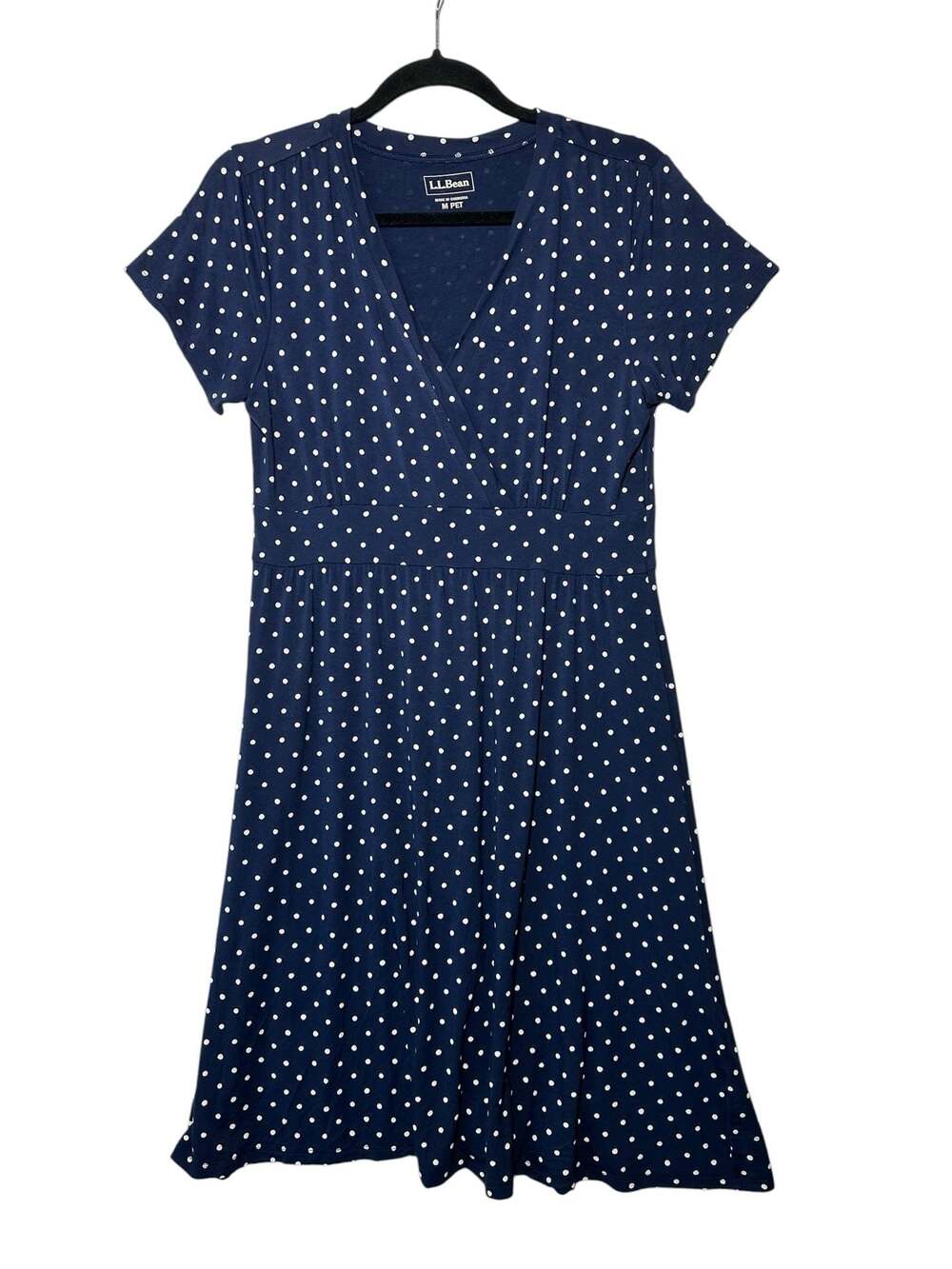 L.L. Bean Women's Short-Sleeve Navy Knit Dress Size M Petite